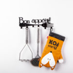 Key Holder Towel Hanger Kitchen Wall Organizer (Bon Appetite Black)