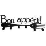 Key Holder Towel Hanger Kitchen Wall Organizer (Bon Appetite Black)
