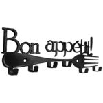 Key Holder Towel Hanger Kitchen Wall Organizer (Bon Appetite Black)