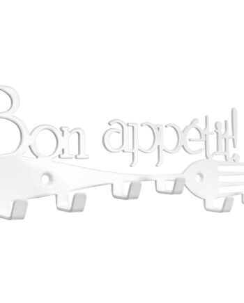 Key Holder Towel Hanger Kitchen Wall Organizer (Bon Appetite White)